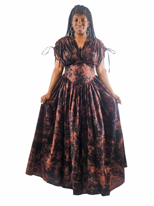 Midnight Earth Adire Maxi Dress