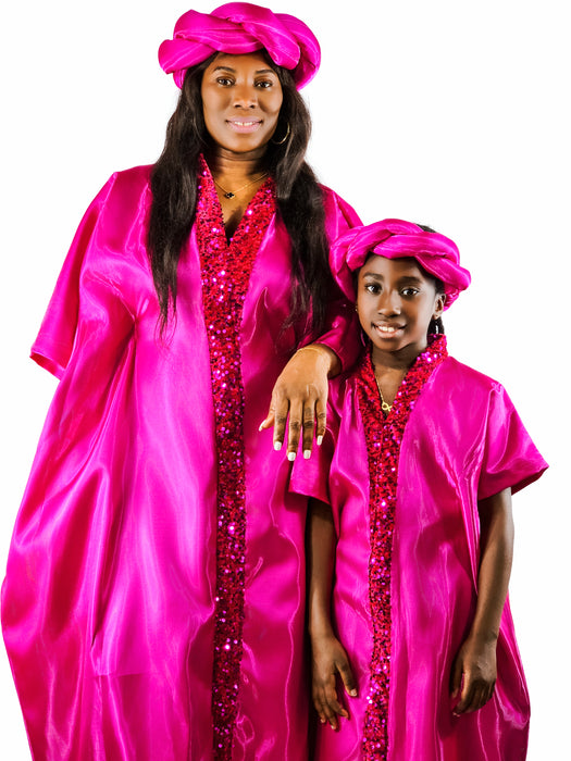 Royal Radiance Satin Boubou Set (Mom & Daughter)