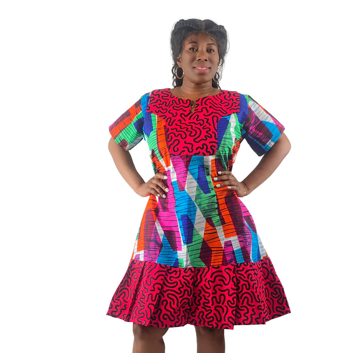 Favor Bold Ankara Ruffle Dress