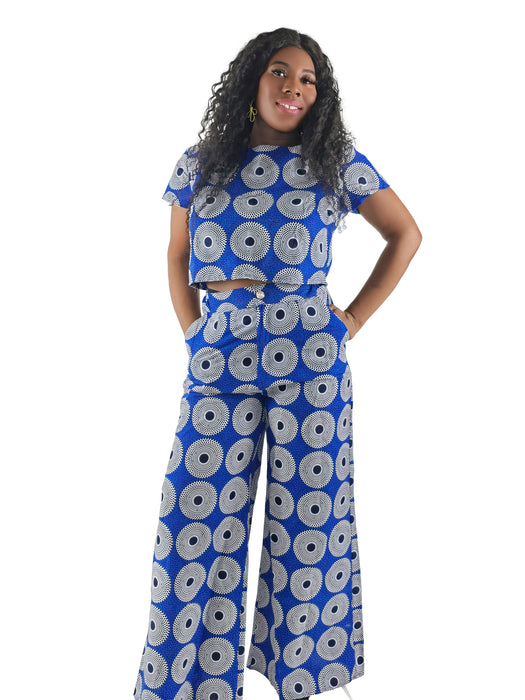 Fatimah Ankara Crop Top & Wide-Leg Pant