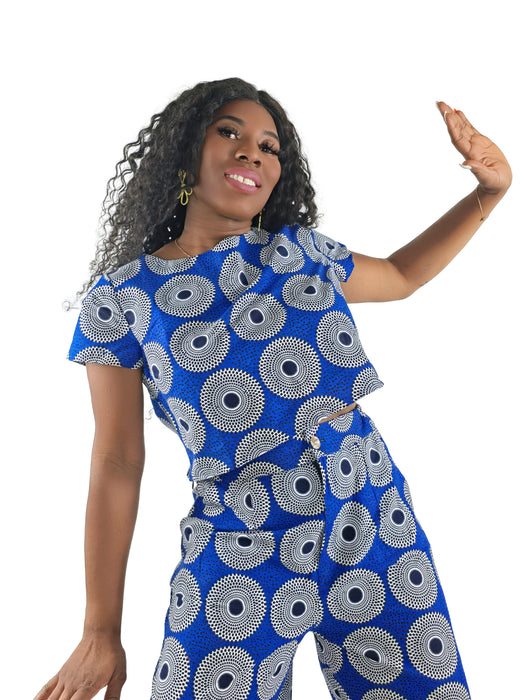 Fatimah Ankara Crop Top & Wide-Leg Pant
