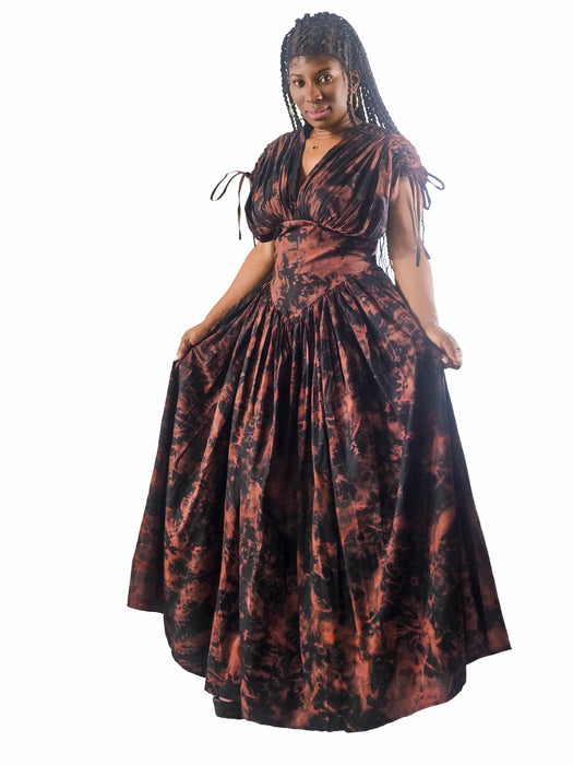 Midnight Earth Adire Maxi Dress