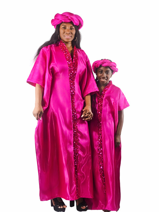 Royal Radiance Satin Boubou Set (Mom & Daughter)