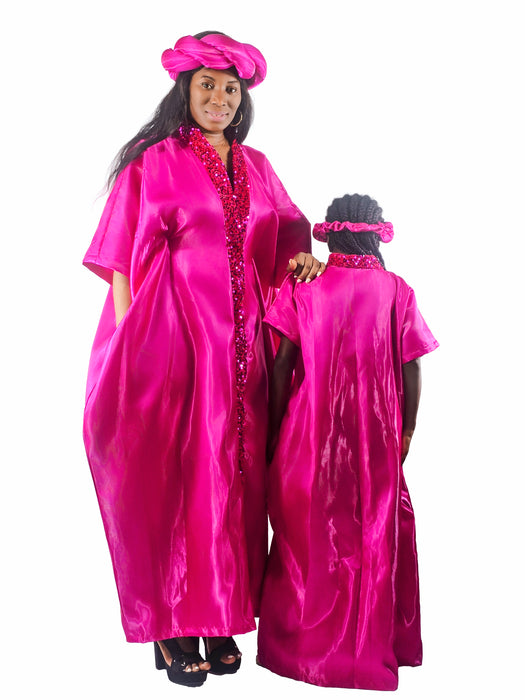 Royal Radiance Satin Boubou Set (Mom & Daughter)
