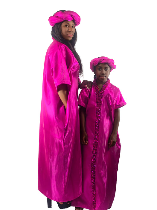 Royal Radiance Satin Boubou Set (Mom & Daughter)