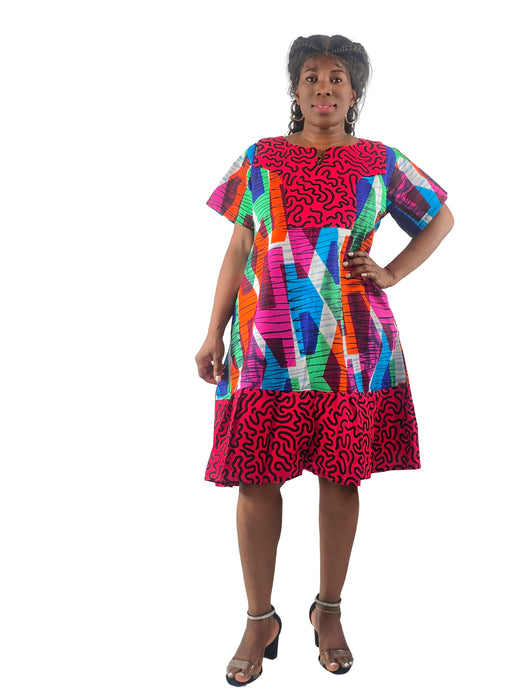 Favor Bold Ankara Ruffle Dress