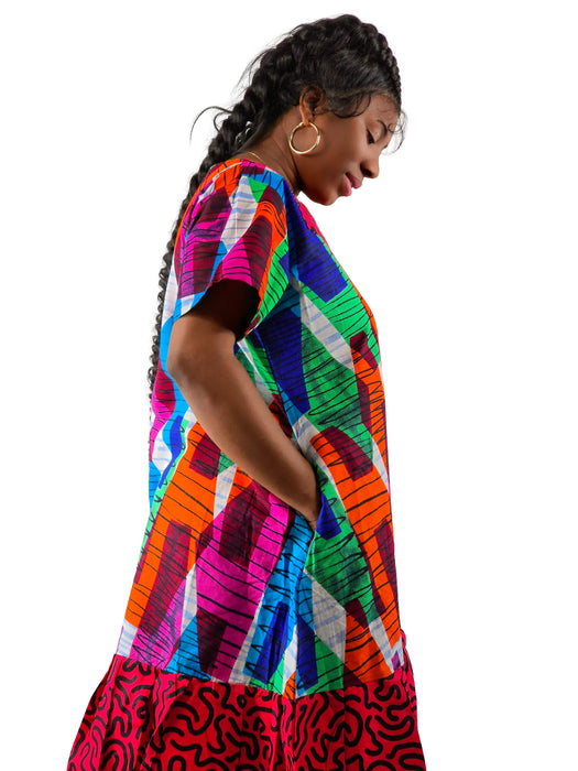 Favor Bold Ankara Ruffle Dress