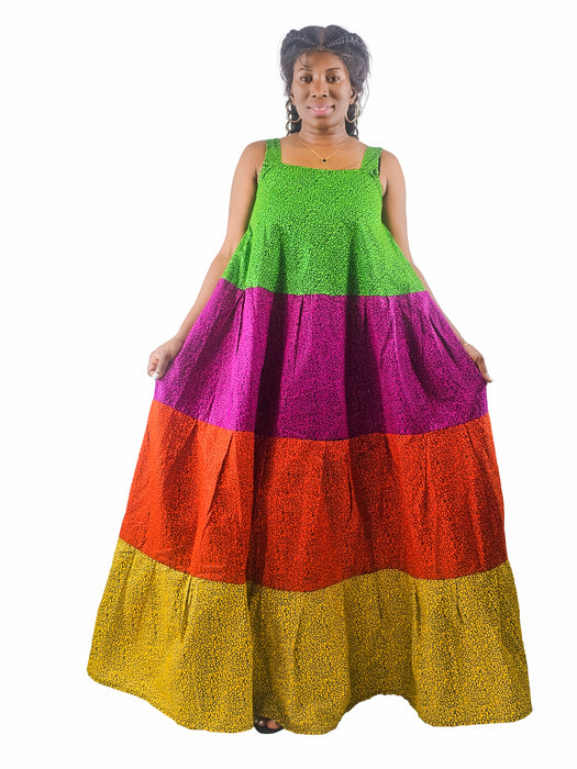 Nabia Multi-Color Tiered Ankara Maxi Dress