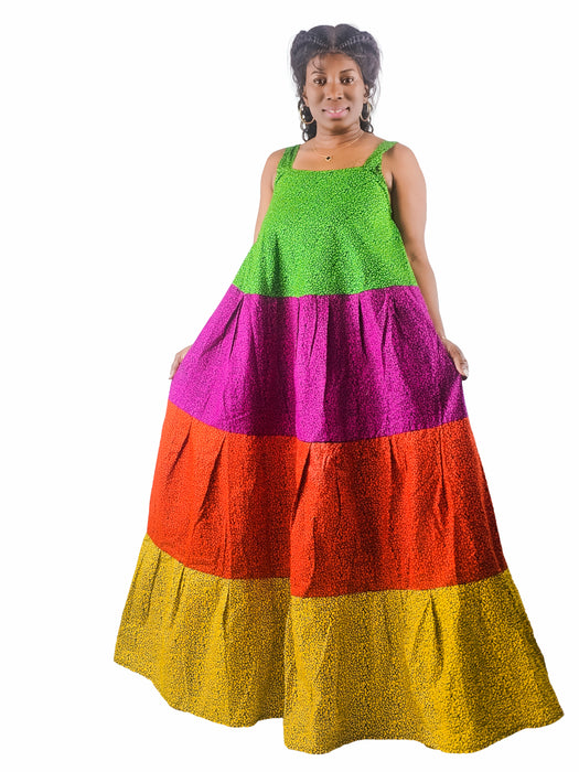 Nabia Multi-Color Tiered Ankara Maxi Dress