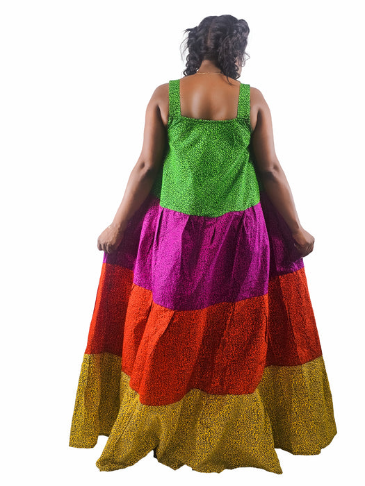 Nabia Multi-Color Tiered Ankara Maxi Dress