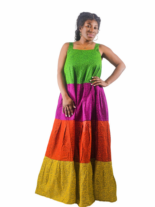 Nabia Multi-Color Tiered Ankara Maxi Dress