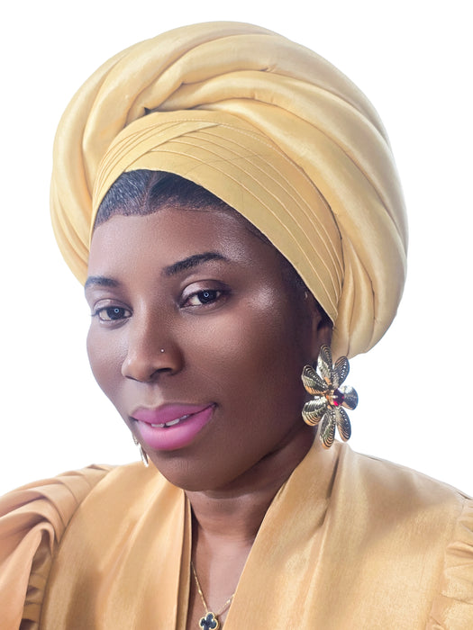 Pleated Turban Wrap Gold