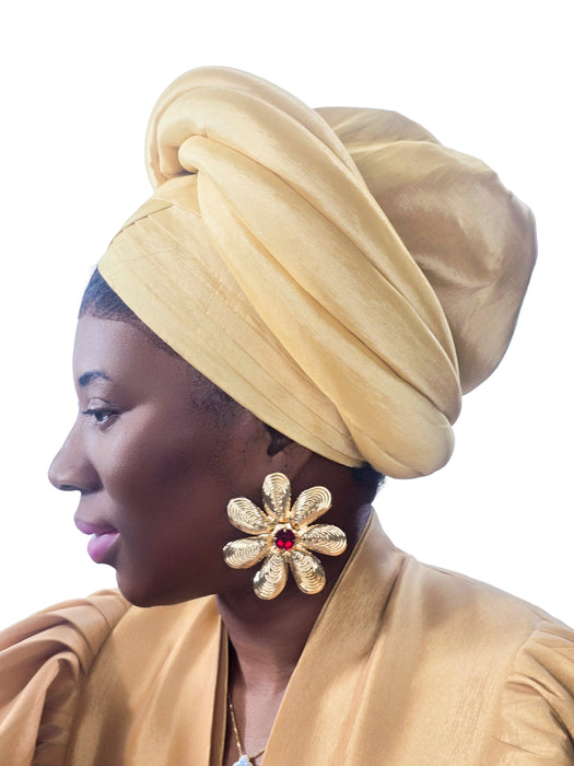 Pleated Turban Wrap Gold