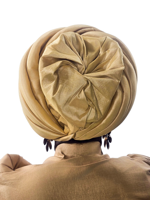 Pleated Turban Wrap Gold