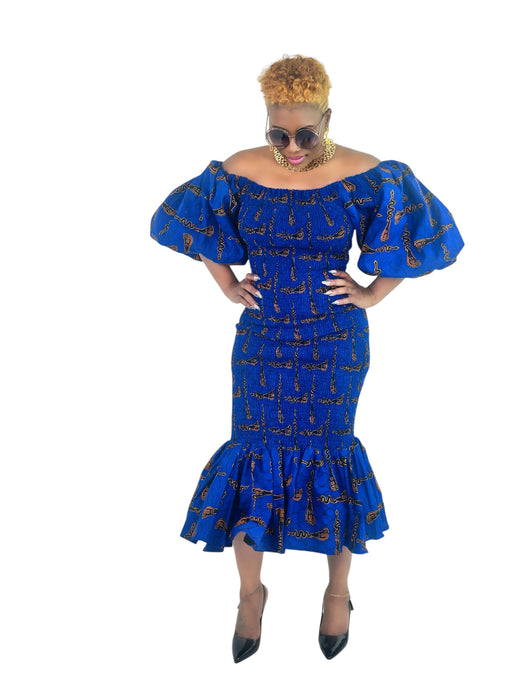 Nadia Smocked Dress with Puffy Sleeves