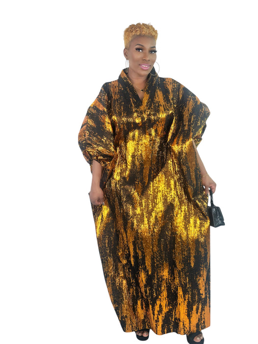 Regal Radiance Brocade Boubou – Gold & Black