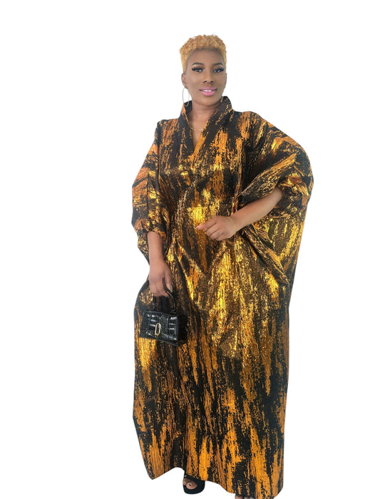 Regal Radiance Brocade Boubou – Gold & Black