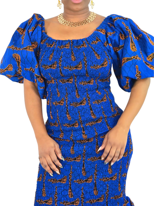 Nadia Smocked Dress with Puffy Sleeves